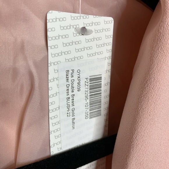 Sexy NWT Boohoo belted pink blazer mini dress, US sz 18 - Picture 4 of 9